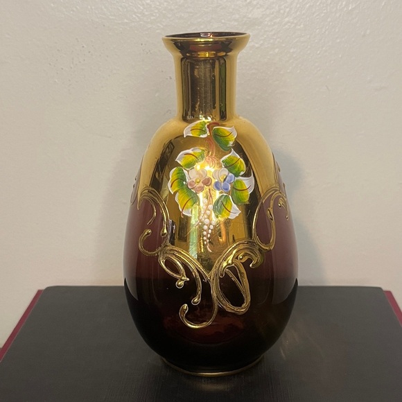 Other - Bohemian Czech Art Glass Moser Style Amethyst Floral Decanter (No Stopper)